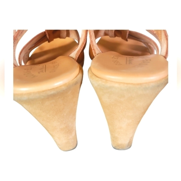 Kork-Ease Ava Tan  Buckle Stacked Heels Saddle Leather Platform Sandals 9/40.5 - Picture 6 of 12